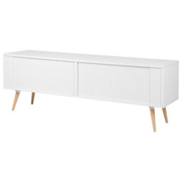 Beliani Sideboard White And Grey With Beechwood Legs, 3 Sliding Doors, W160 X D40 X H55Cm - thumbnail 6