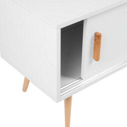 Beliani Sideboard White And Grey With Beechwood Legs, 3 Sliding Doors, W160 X D40 X H55Cm - thumbnail 7
