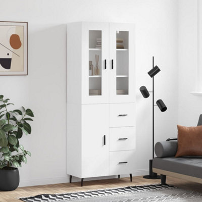 Berkfield Highboard White 69.5X34X180 Cm Engineered Wood - image 1