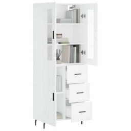 Berkfield Highboard White 69.5X34X180 Cm Engineered Wood - thumbnail 3