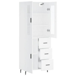Berkfield Highboard White 69.5X34X180 Cm Engineered Wood - thumbnail 4