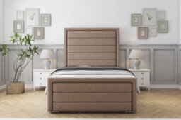 "Sloomy Ashford Mink Plush Bed Frame With 50"" Upholstered Headboard 6' Super King" - thumbnail 1