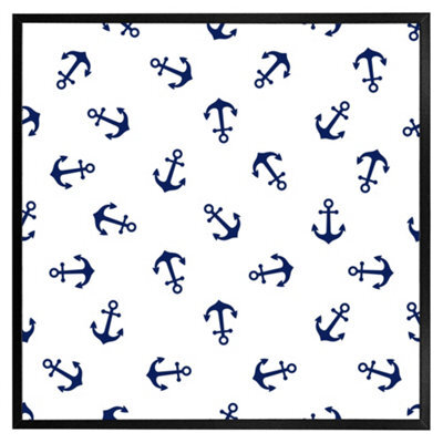 "Andrew Lee Navy Anchors On White (Picutre Frame) / 12X12"" / Oak" - image 1
