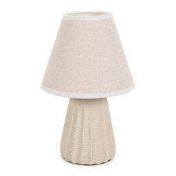 Valuelights Saskia Natural Ceramic Textured Base Bedside Table Lamp With Linen Tapered Shade - thumbnail 2