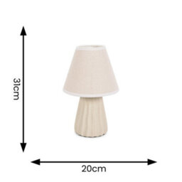 Valuelights Saskia Natural Ceramic Textured Base Bedside Table Lamp With Linen Tapered Shade - thumbnail 5