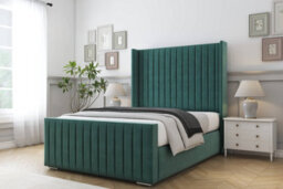 "Sloomy Marlborough Emerald Plush Bed Frame With 50""  Upholstered Wingback Headboard 3' Single" - thumbnail 2