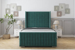 "Sloomy Marlborough Emerald Plush Bed Frame With 50""  Upholstered Wingback Headboard 3' Single" - thumbnail 1