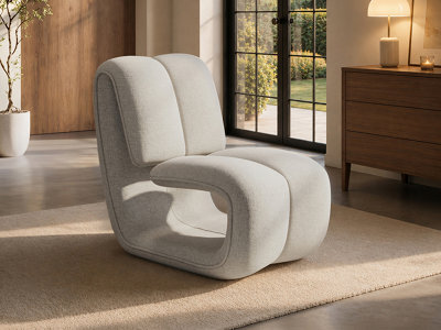 Solace+Co Maelys Sculptural Lounge Chair, Beige Chenille - image 1