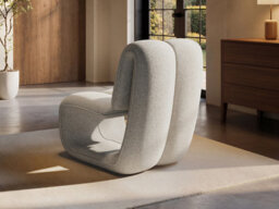 Solace+Co Maelys Sculptural Lounge Chair, Beige Chenille - thumbnail 3