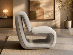 Solace+Co Maelys Sculptural Lounge Chair, Beige Chenille - thumbnail 2