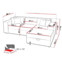 Santos L Corner Sofa Bed For Living Room Chipboard Frame Polyurethane Foam Wave Springs 253X166X79 Cm Cream Right - thumbnail 6