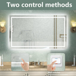 AVER-GROWTH Bathroom Mirror With 3 Colour Led Lights Demister Pad Anti-Fog Touch/wall Switch Dimmable Portrait/landscape 1500X800mm - thumbnail 5