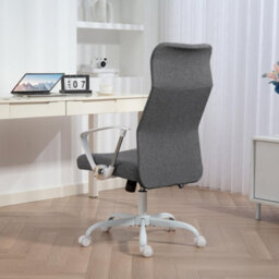Homcom High Back Office Chair, Computer Desk Chair For Home, Grey - thumbnail 9