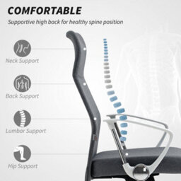 Homcom High Back Office Chair, Computer Desk Chair For Home, Grey - thumbnail 4