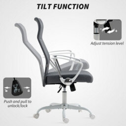 Homcom High Back Office Chair, Computer Desk Chair For Home, Grey - thumbnail 5