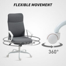 Homcom High Back Office Chair, Computer Desk Chair For Home, Grey - thumbnail 6