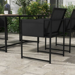 Wyld Haus Bamico 5-Piece Black Metal Garden Dining Set With Mesh Seats And Tempered Glass Table - thumbnail 8