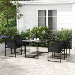 Wyld Haus Bamico 5-Piece Black Metal Garden Dining Set With Mesh Seats And Tempered Glass Table - thumbnail 3