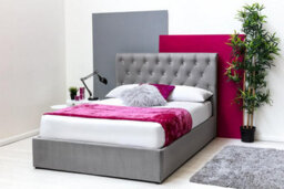 Thorpe Grey Velvet Gas Lift Ottoman Storage Bed Frame - King Size 5Ft - thumbnail 3