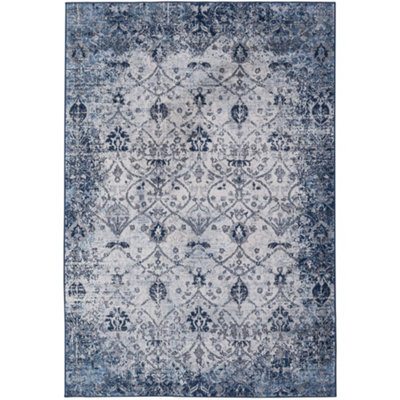 The Rugs Montana Navy Cream Oriental Area Rug And Runner Soft Durable Pet Friendly Easy To Clean Living Room Bedroom 4030 - image 1