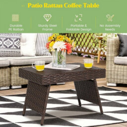 Patio Wicker Folding Coffee Table - thumbnail 4