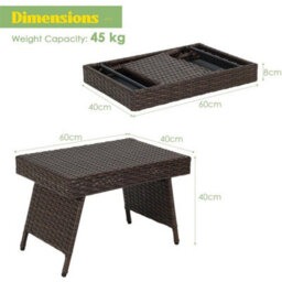 Patio Wicker Folding Coffee Table - thumbnail 2
