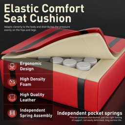 Massage Gaming Chair With Footrest, Headrest & Lumbar Support, Height Adjustable For Home, Red Black - thumbnail 4