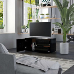 Berkfield Tv Cabinet Black 80X34X36 Cm Engineered Wood - thumbnail 3