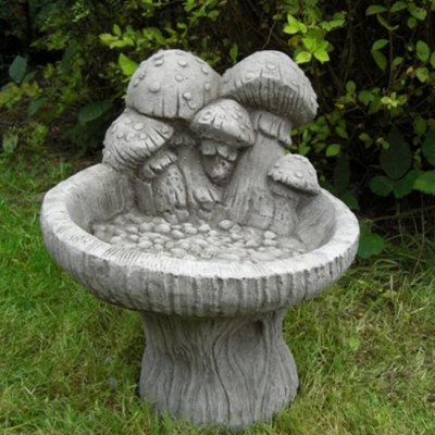 Birdbath With Mushrooms On Top - image 1
