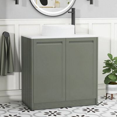 Royal Bathrooms Royal Bathroom Elmore 800mm Matt Green Freestanding Countertop Bathroom Vanity Unit 2 Door With Round Basin - image 1