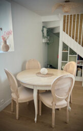 Nordlys Set Of 2 Wooden Dining Chairs With Cane Backs And Light Gray Fabric Seats Classic Style Dining Room - thumbnail 8