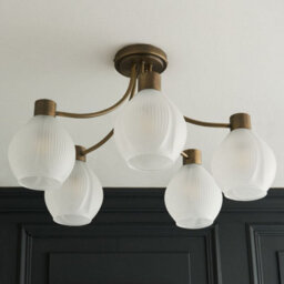 Pagazzi Lighting Pagazzi Hamilton 5 Light Antique Brass Semi Flush Ceiling Light - thumbnail 3