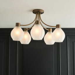 Pagazzi Lighting Pagazzi Hamilton 5 Light Antique Brass Semi Flush Ceiling Light