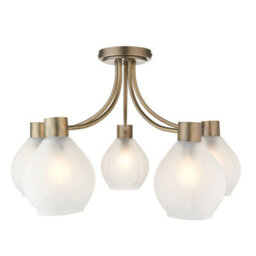 Pagazzi Lighting Pagazzi Hamilton 5 Light Antique Brass Semi Flush Ceiling Light - thumbnail 6
