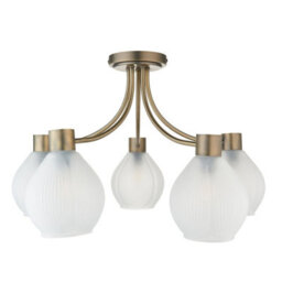 Pagazzi Lighting Pagazzi Hamilton 5 Light Antique Brass Semi Flush Ceiling Light - thumbnail 7