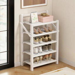 Space Saving Wooden Shoe Rack Stand Storage Organizer Shelf 5 Tier Compact Home - thumbnail 1