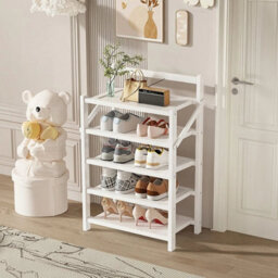 Space Saving Wooden Shoe Rack Stand Storage Organizer Shelf 5 Tier Compact Home - thumbnail 4