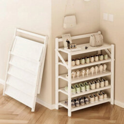 Space Saving Wooden Shoe Rack Stand Storage Organizer Shelf 5 Tier Compact Home - thumbnail 3