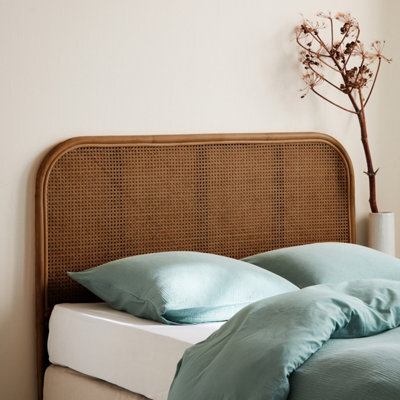 Sweeek - Dark Rattan And Cane Headboard Sumatra 140X3X110 Cm - image 1