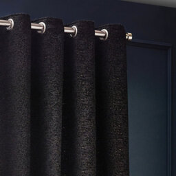 Paoletti Galaxy Chenille Room Darkening Eyelet Curtain Pair, Black, (W) 229 X (D) 229Cm - thumbnail 2