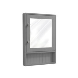 Homestylestore 450 X 650mm Light Grey Wall Mounted Corner Mirrored Door Bathroom Cabinet And Chrome T Bar Handle - thumbnail 1