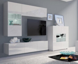 Arte Calabrini 3 Entertainment Unit: Sleek All-White - W1500mm X H1050mm X D430mm