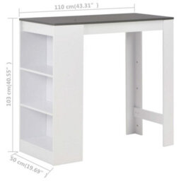 Walplus Bar Table With Shelf White 110X50X103 Cm - thumbnail 6