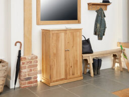 Baumhaus Mobel Oak 2 Door Large Shoe Cupboard - thumbnail 3