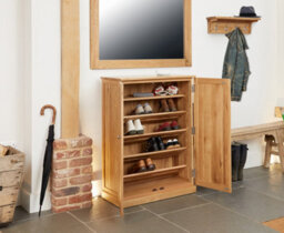 Baumhaus Mobel Oak 2 Door Large Shoe Cupboard - thumbnail 4