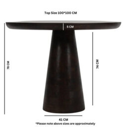 Natural Solid Dark Mango Wood Round Dining Table - thumbnail 5