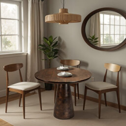 Natural Solid Dark Mango Wood Round Dining Table - thumbnail 7