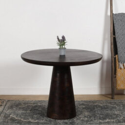 Natural Solid Dark Mango Wood Round Dining Table - thumbnail 1