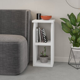 Decortie Tena Modern Slim Side Table 30Cm Storage Multipurpose White Living Room H 63Cm - thumbnail 7
