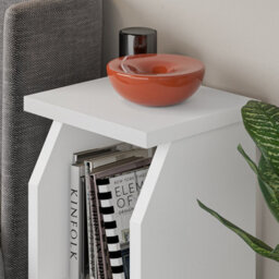 Decortie Tena Modern Slim Side Table 30Cm Storage Multipurpose White Living Room H 63Cm - thumbnail 4